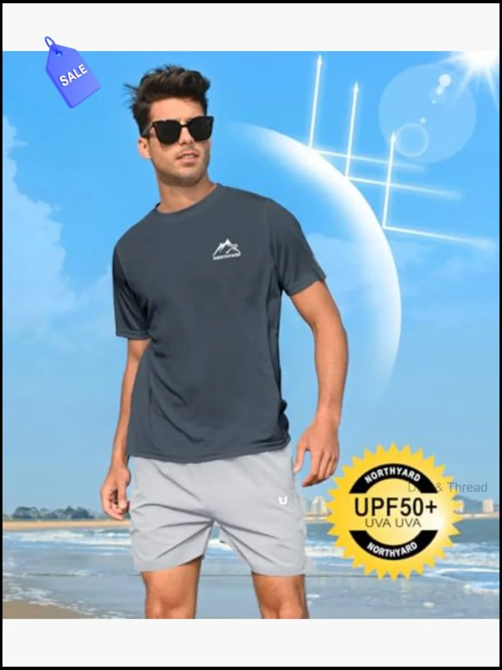 Men's UPF 50+ Sun Protection Shirt Short Sleeve Rash Guard Athletic T-Shirt
